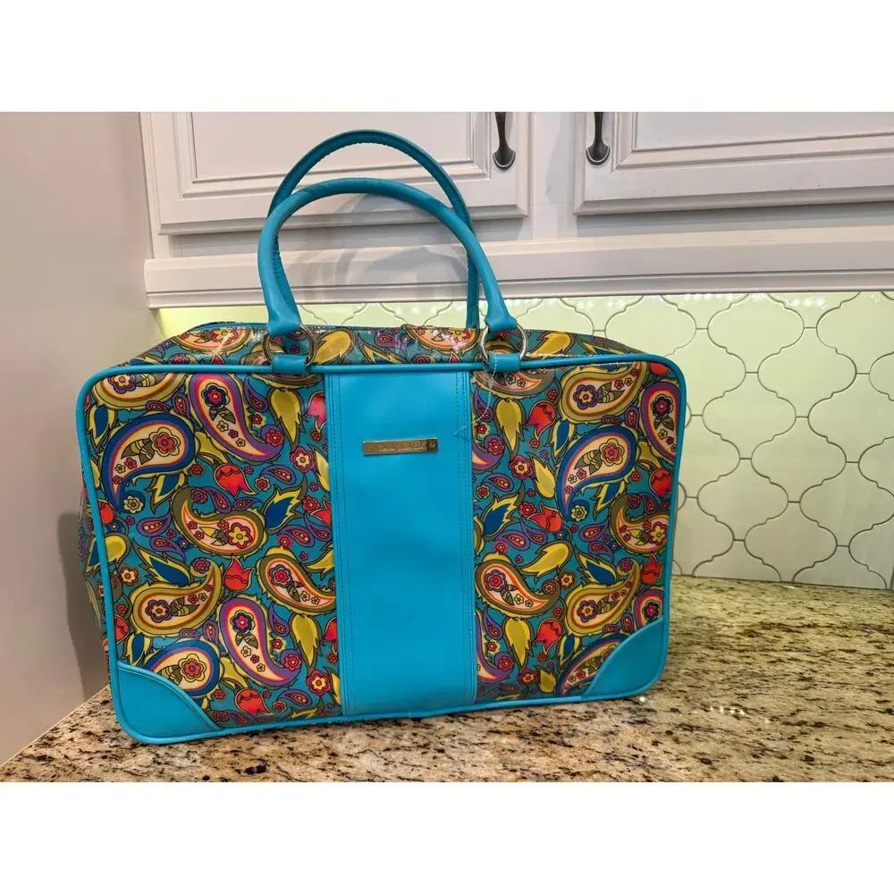 Double Dutch Club blue paisley carry-on flight travel bag